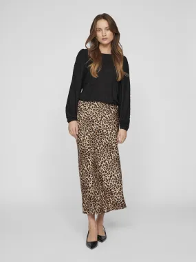 Vielette High Waisted Maxi Skirt (Caramel Cafe/Leopard)