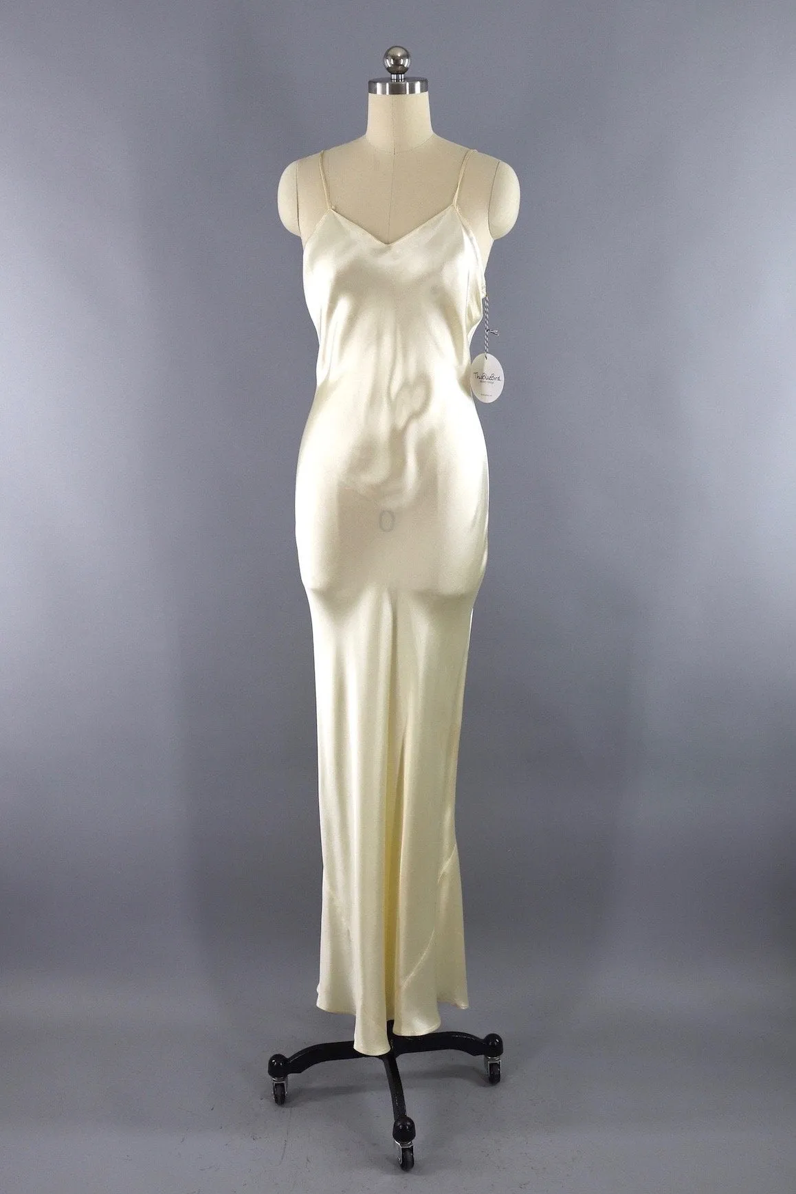 Vintage 1930s Ivory Satin Slip Dress