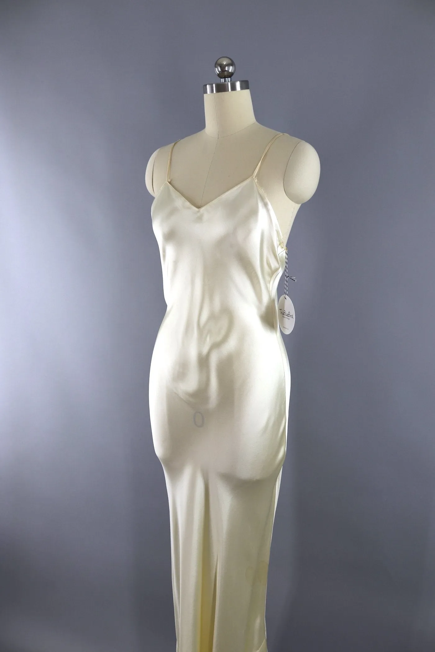 Vintage 1930s Ivory Satin Slip Dress