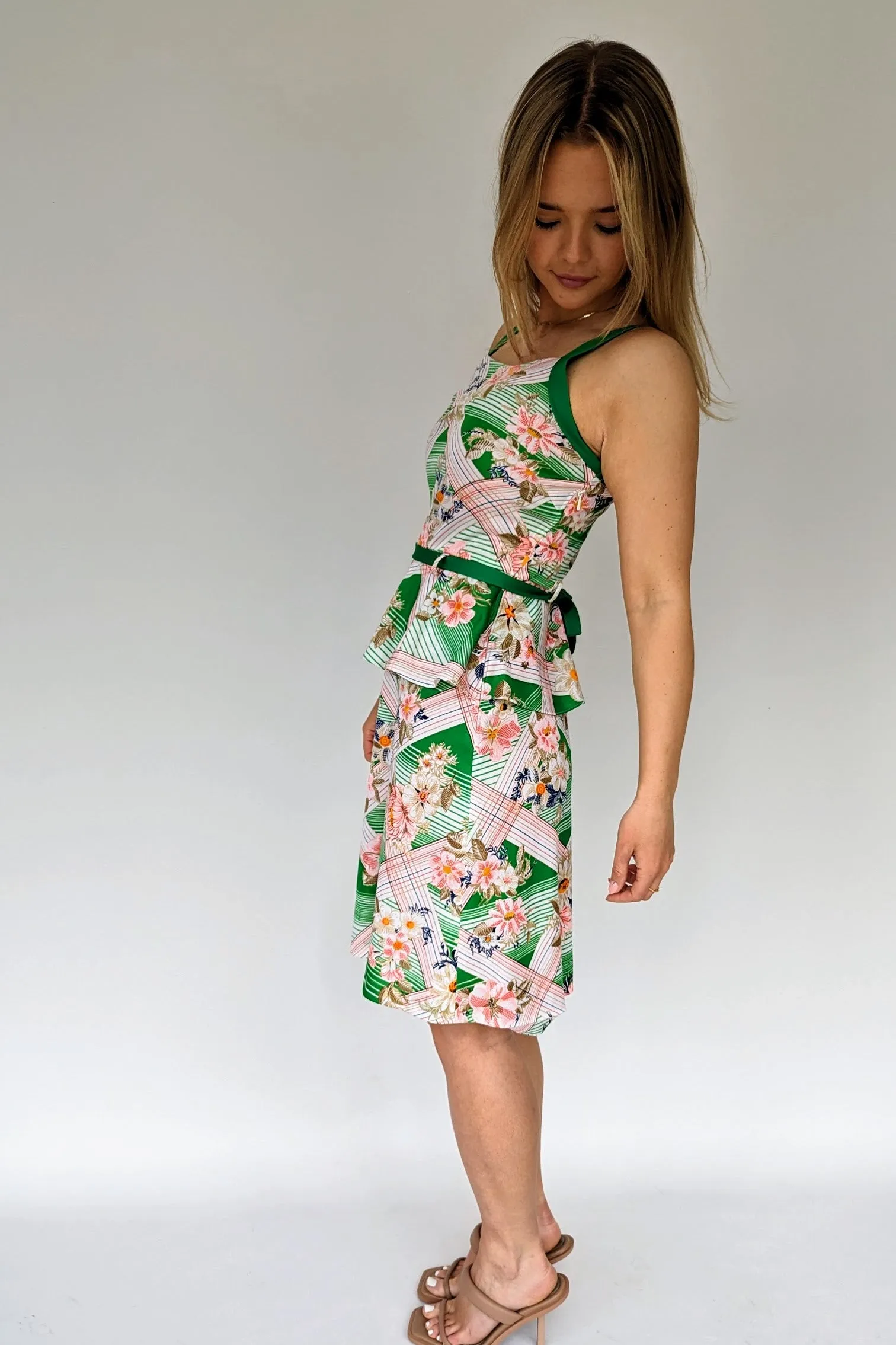 Vintage Summer Floral Peplum Dress