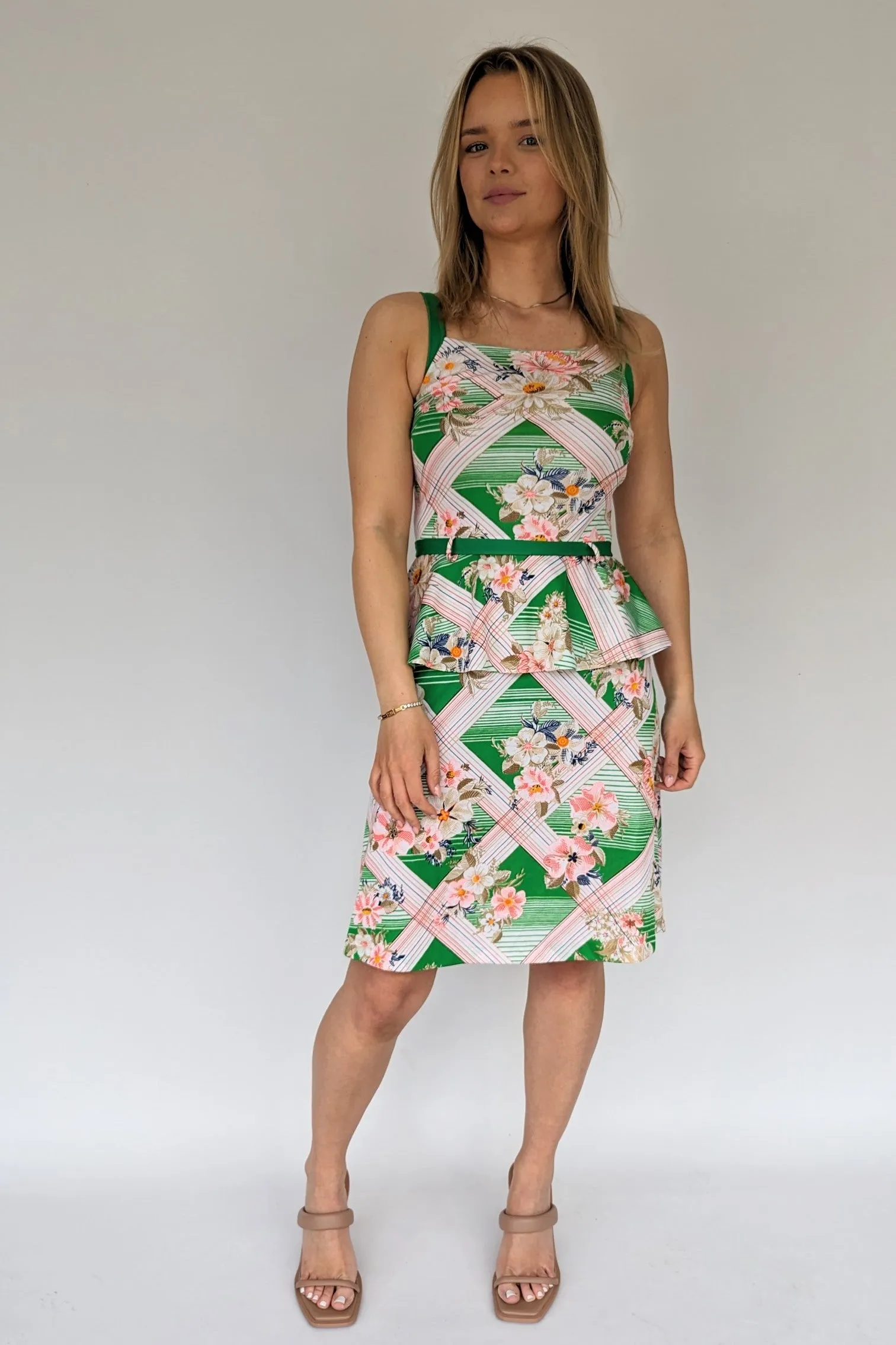 Vintage Summer Floral Peplum Dress