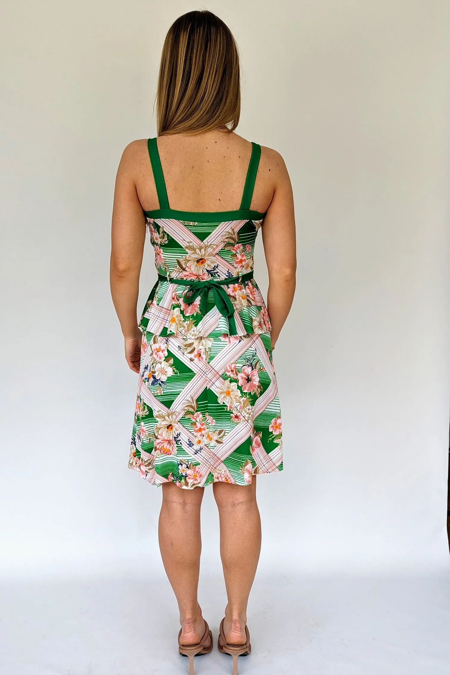 Vintage Summer Floral Peplum Dress