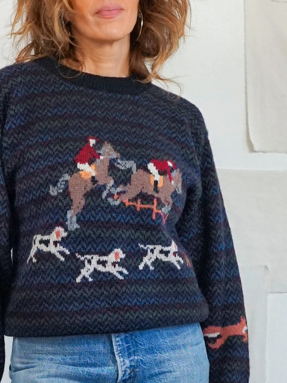 Vintage Woolrich Horse Motif Hunting Sweater