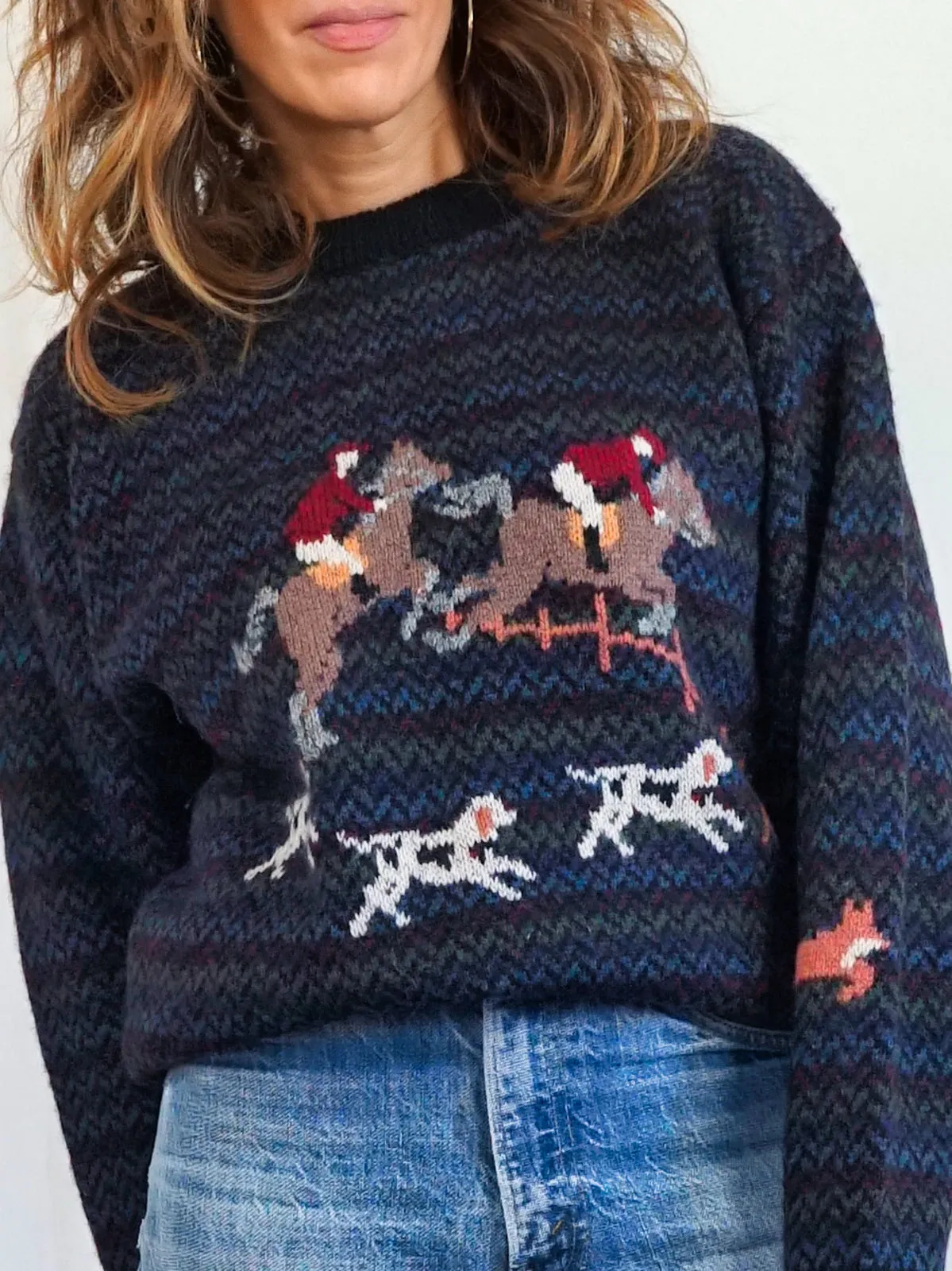 Vintage Woolrich Horse Motif Hunting Sweater