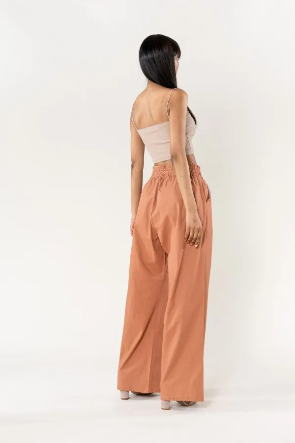 Wholesale Wide Linen Style Pants Terracotta