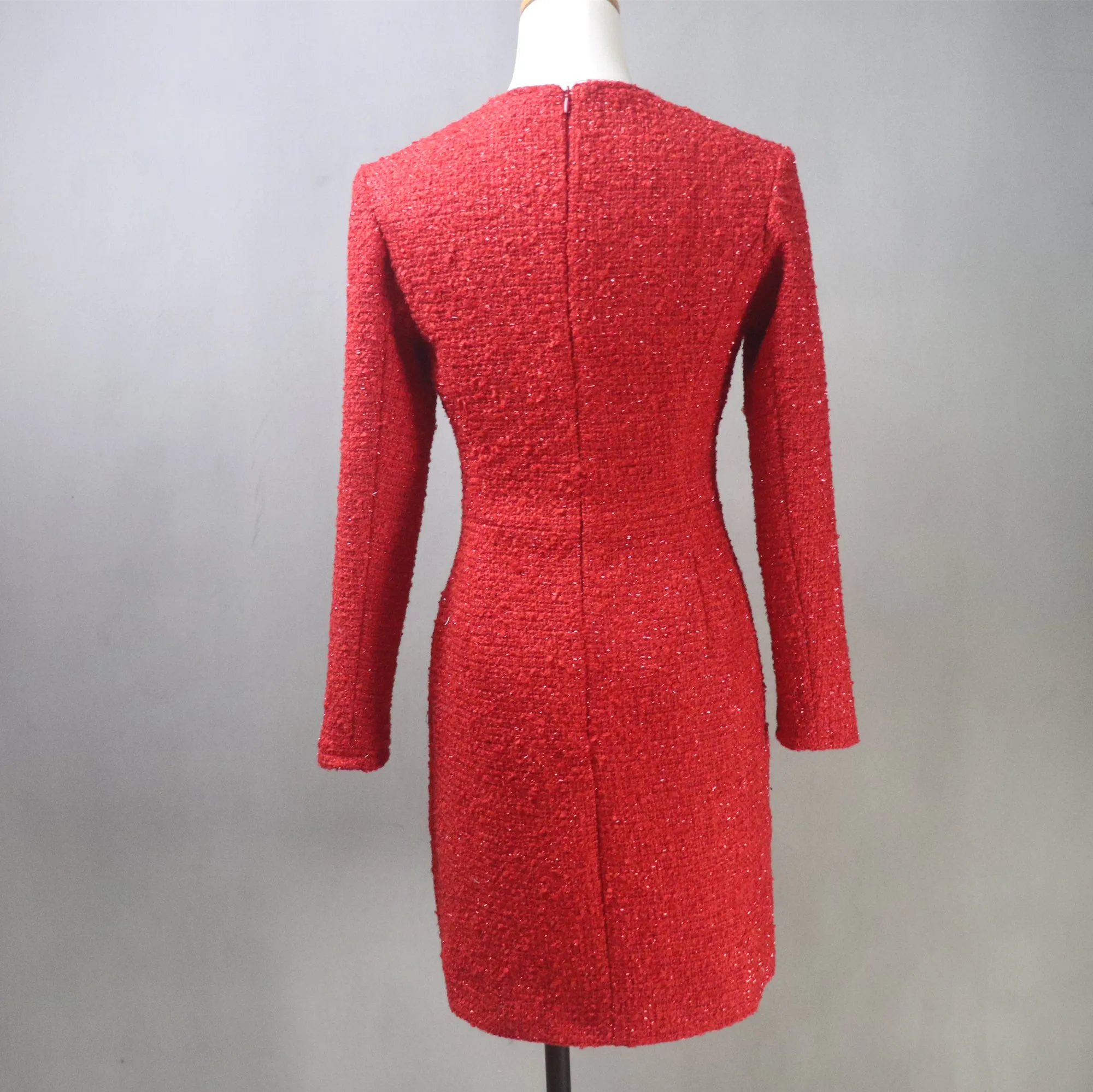 Winter Red Tweed Dress / Plus Size / Custom Length Options