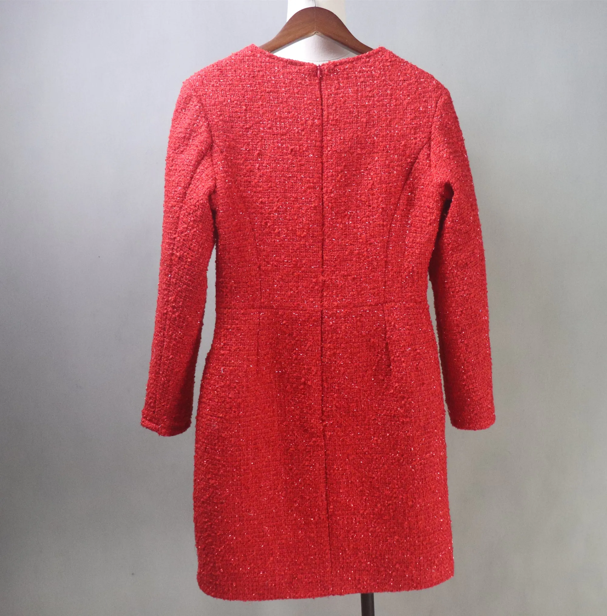 Winter Red Tweed Dress / Plus Size / Custom Length Options