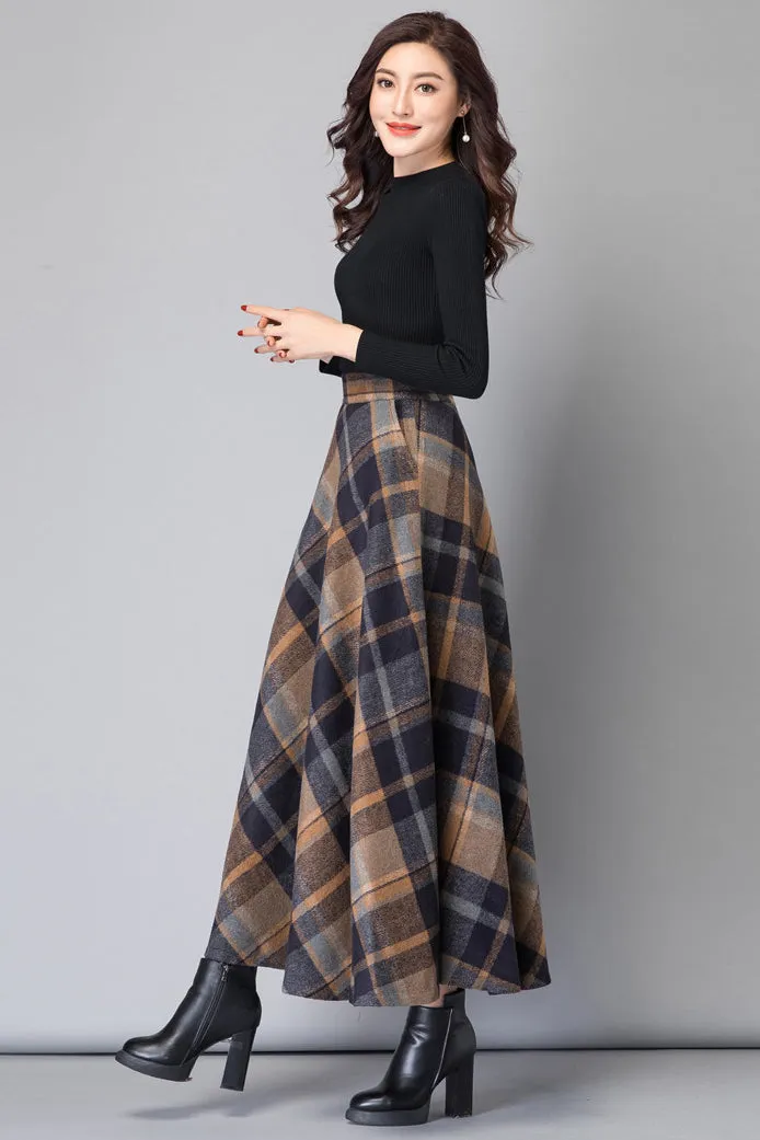 Women High Waist Maxi Wool Skirt 3799