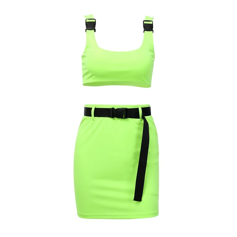 Women's Casual High Waist Elastic Bodycon Two Piece Dress