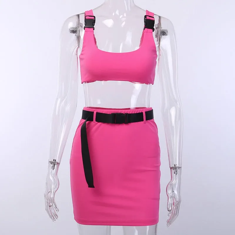 Women's Casual High Waist Elastic Bodycon Two Piece Dress