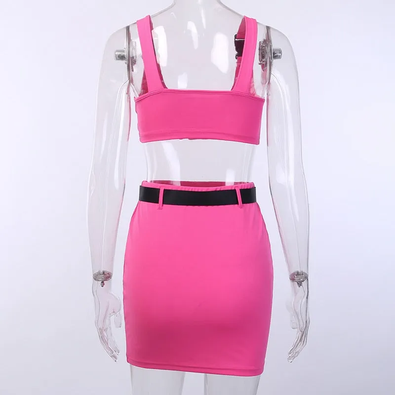 Women's Casual High Waist Elastic Bodycon Two Piece Dress