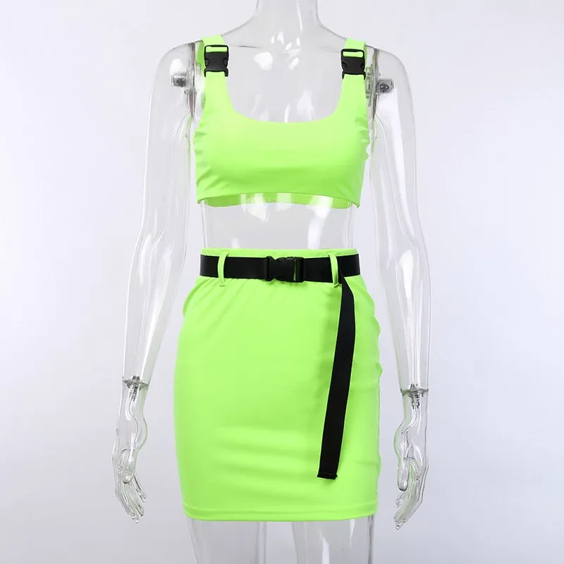 Women's Casual High Waist Elastic Bodycon Two Piece Dress