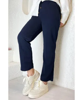 Womens Elastic Waist Double Fabric Pants