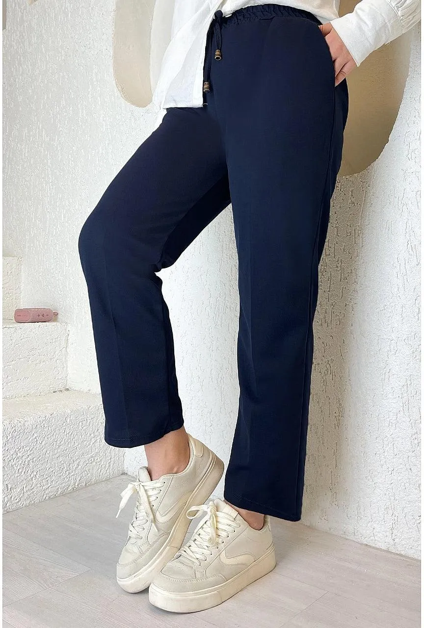 Womens Elastic Waist Double Fabric Pants