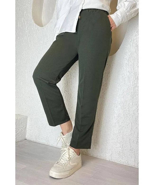 Womens Elastic Waist Double Fabric Pants