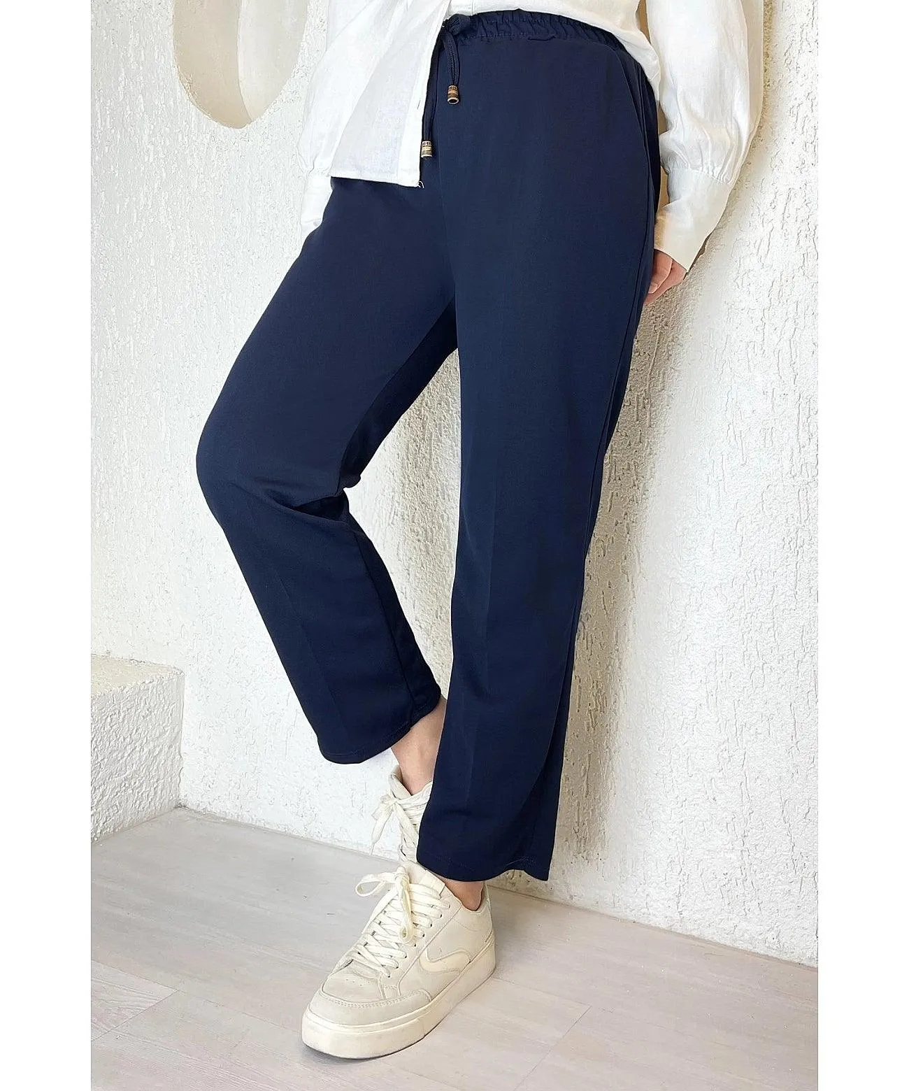 Womens Elastic Waist Double Fabric Pants