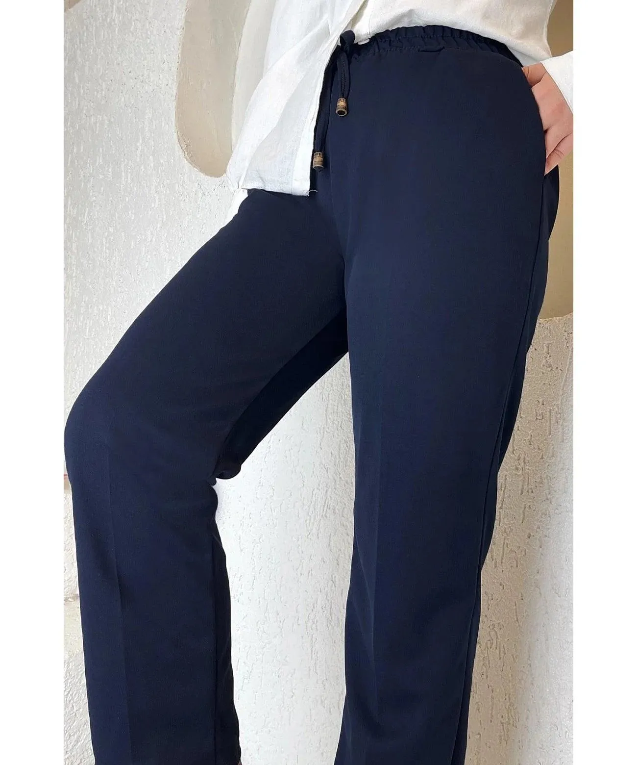 Womens Elastic Waist Double Fabric Pants