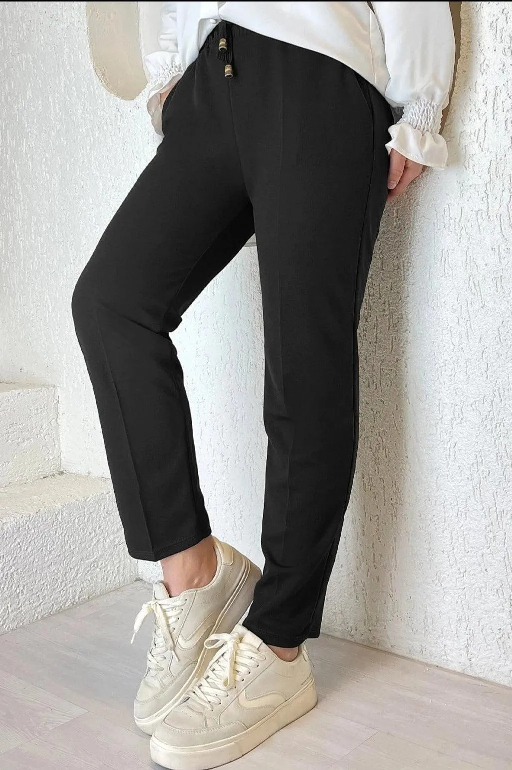 Womens Elastic Waist Double Fabric Pants