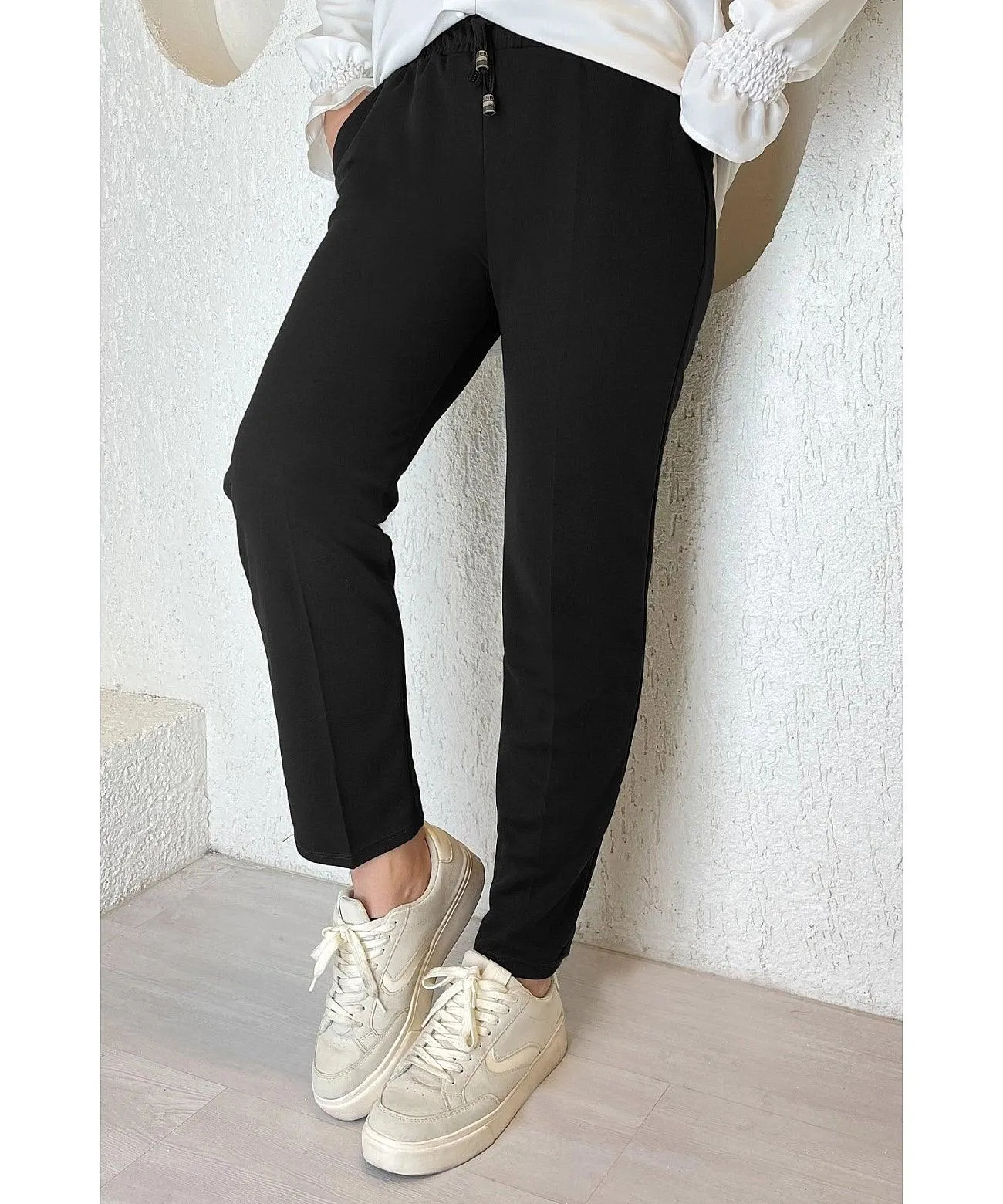 Womens Elastic Waist Double Fabric Pants