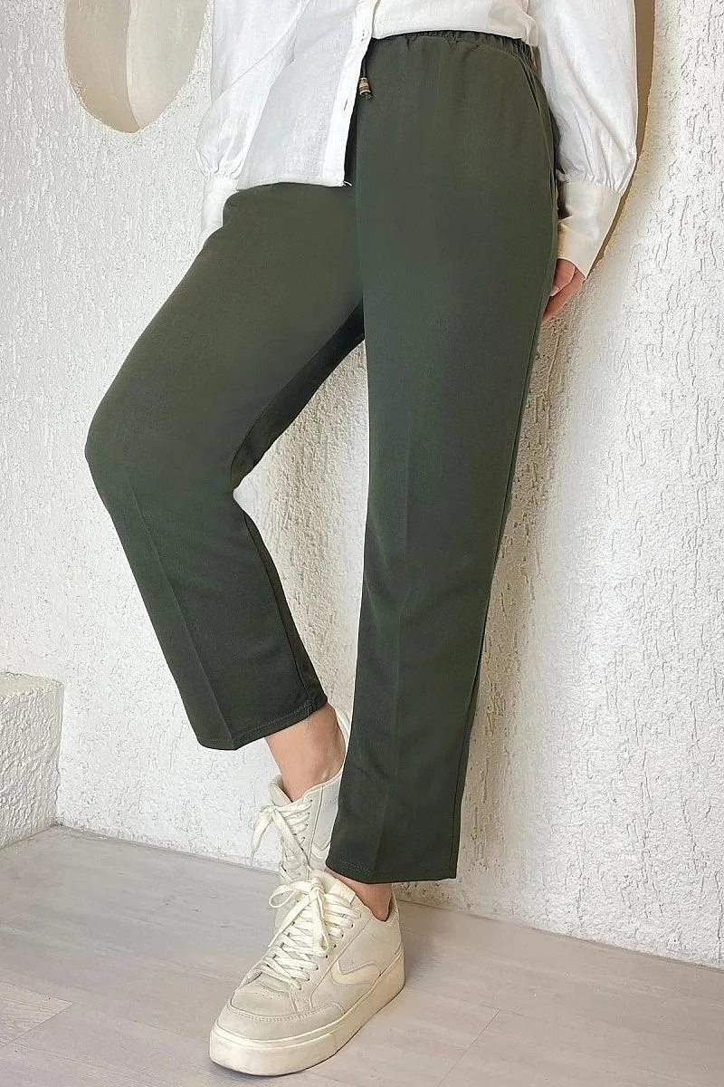 Womens Elastic Waist Double Fabric Pants