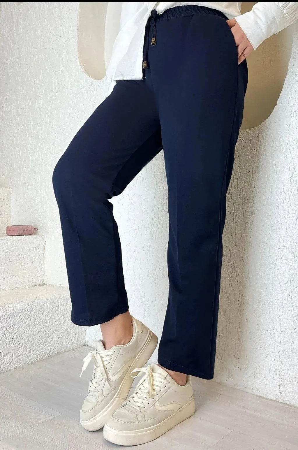 Womens Elastic Waist Double Fabric Pants