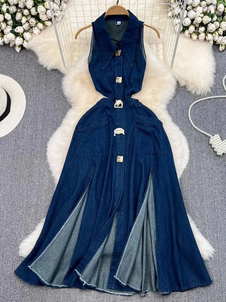 Women's Elegant Daily Denim Sleeveless Dress