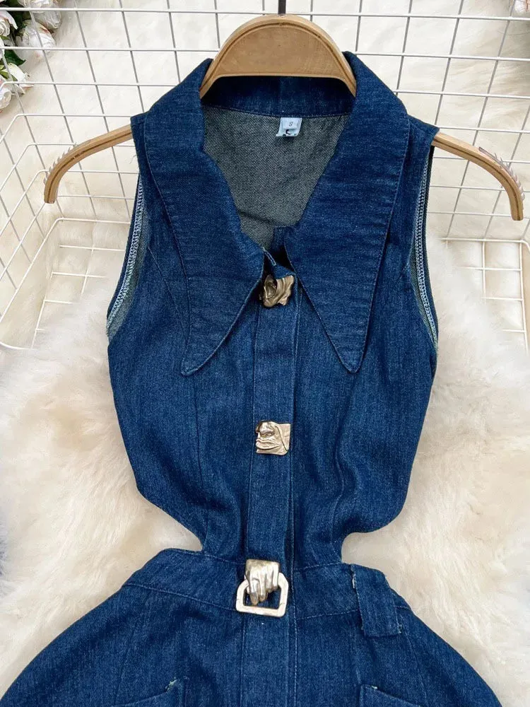 Women's Elegant Daily Denim Sleeveless Dress