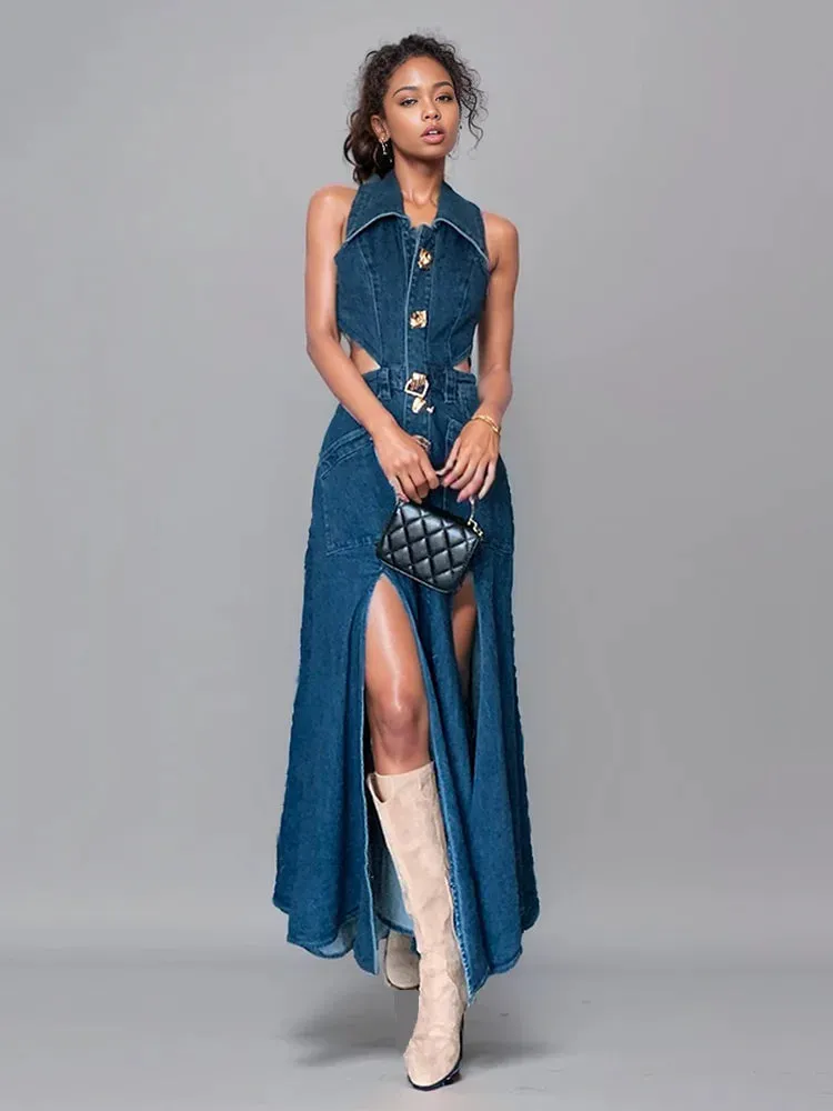 Women's Elegant Daily Denim Sleeveless Dress