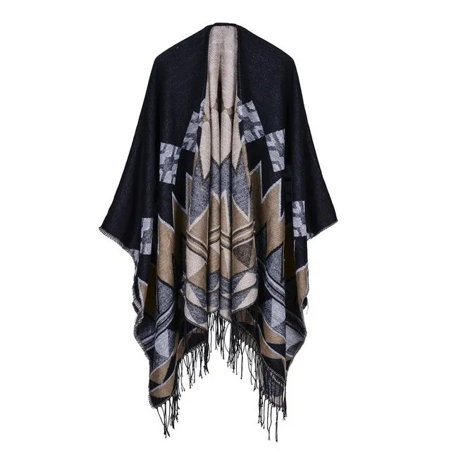 Women's Fashion Retro Poncho Scarf -  6 Colors