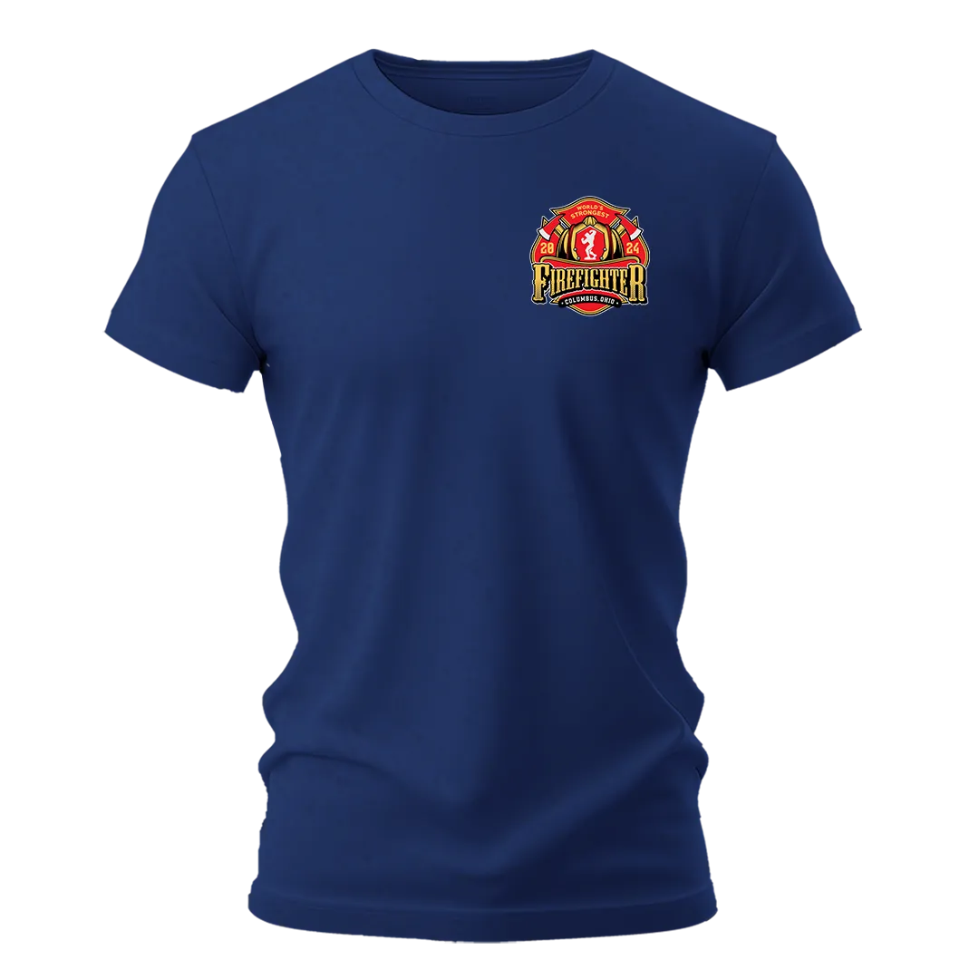 Worlds Strongest Firefighter Navy Blue T-Shirt