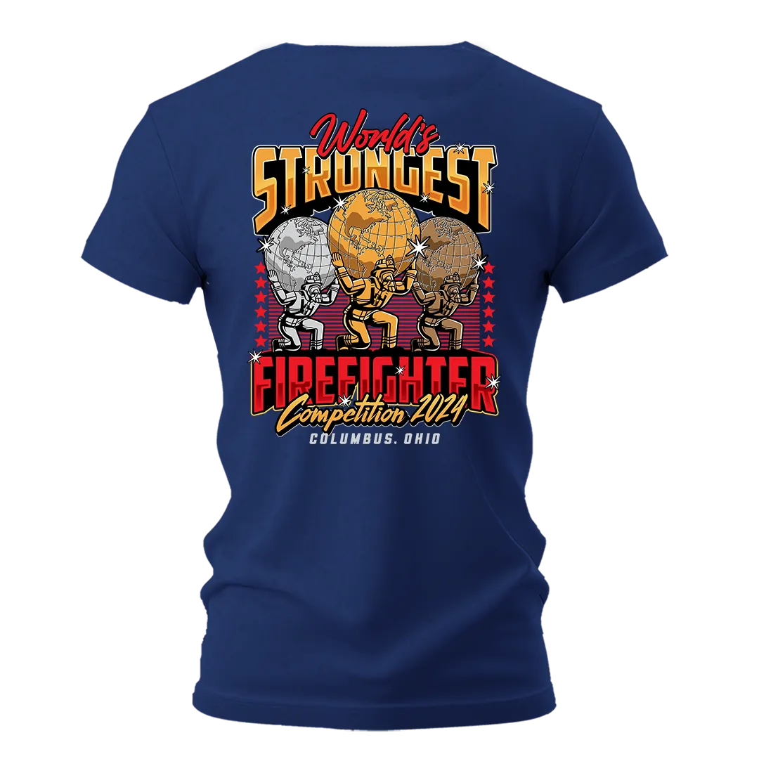 Worlds Strongest Firefighter Navy Blue T-Shirt